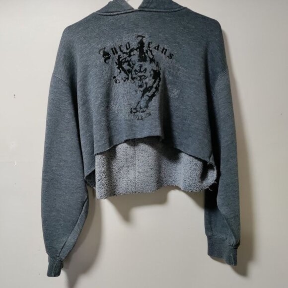JNCO Jeans Women's Gray Cropped Hoodie With Tiger Graphic Sweatshirt Size XL - Picture 4 of 10
